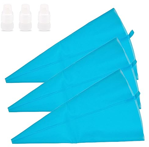 45,7 cm wiederverwendbare Spritzbeutel, 3er-Pack, Silikon-Spritzbeutel, große Spritzbeutel, Kuchendekoration, Spritzbeutel, Backen, Dessert, Spritzbeutel mit 3 Zuckerguss-Verbindungsstücken für