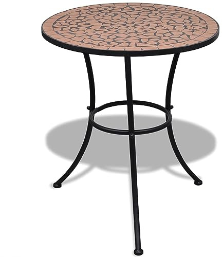 LAPOOH Table de Bistro Terre Cuite 60 cm Mosaïque,Table Bistrot Exterieur,Petite Table Jardin