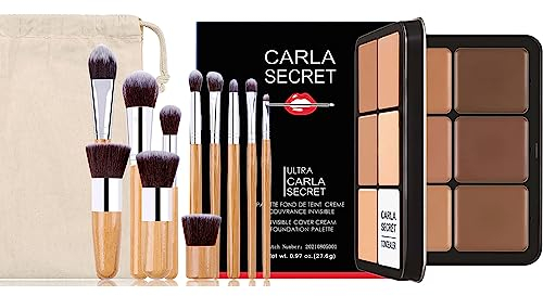 FantasyDay 12 Colores Larga Duración Impermeable Crema Maquillajes Correctores Concealer Contorno Makeup Set Colour Correcting Palette con 11 Brochas, Corrector de Cobertura Completa y Acabado Natural