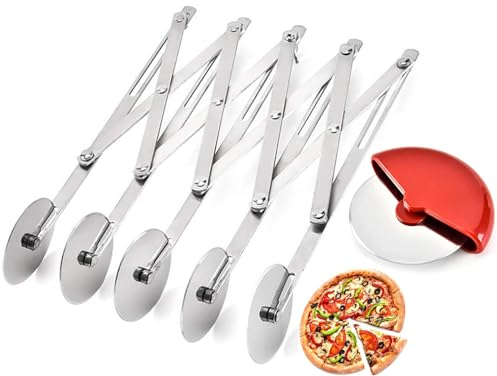Tagliapasta a 5 Ruote, Tagliapizza Regolabile In Acciaio Inossidabile Rotelle Tagliapizza Divisore Taglierina da Forno Rullo Taglierina per Biscotti Divisore per Cucina, Ristorante, Cottura