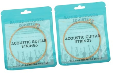 Rostfreie Folk Gitarrensaiten aus Kupfer für Austausch | Dekorative Gitarrensaiten, Leicht zu Ersetzen, Benutzerfreundliches Design, Gelbe Ausführung, 12 Stück Packung