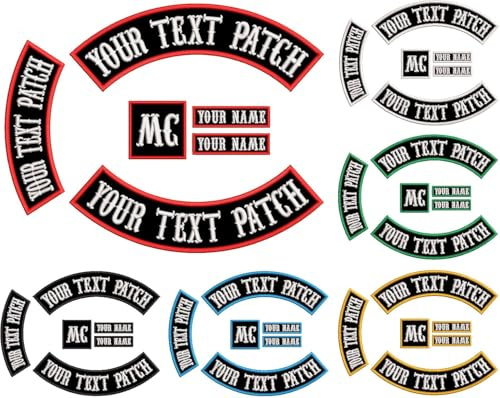 DIYEMB 6 Stück individuell bestickte Biker Patches, personalisierte Stickerei Rocker Patch Fahrer Motorrad Patches für Veteranen Weste oder Jacke (schwarz)
