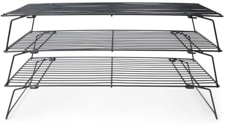Grille de refroidissement à 3 niveaux en fer anti-adhésif pour la cuisson, le séchage, le dessert, le café, les biscuits, le pain, les gâteaux