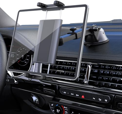 Kolasels Tablet Halterung Auto, Armaturenbrett Tablet Halter für Auto, 360° Drehbare Verstellbare Windschutzscheiben Tablet Halterung für iPad Pro 10.5 Air Mini, Galaxy Tab, iPhone, 4-12.9 Tablets