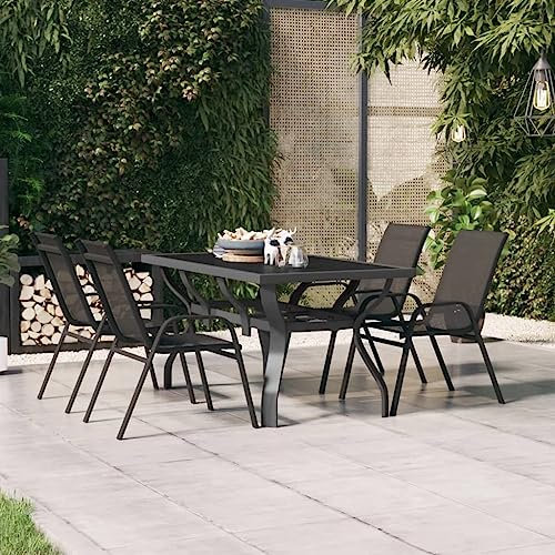 FOZICV Gartentisch Grau 140x70x70 cm Stahl und Glas Terassenmöbel Außen Gartenmöbel Wetterfest Gartenmöbel Metall Balkontisch Terassentisch Loungetisch Beistellstich Esstisch Outdoor