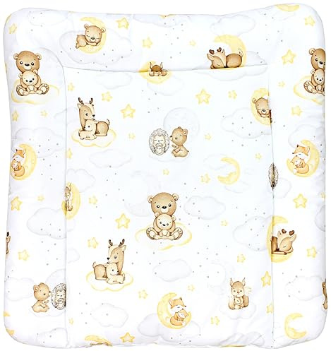 TupTam Colchón para Cambiador para Bebés Niños y Niñas, Animales/Estrellas/Gris, 70 x 60 cm