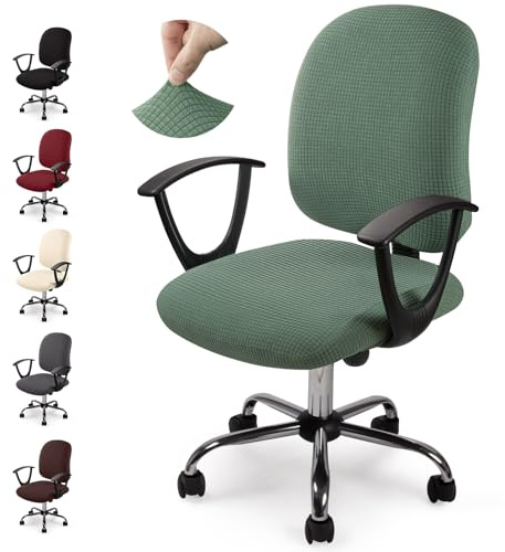 Funda para Silla de Oficina Jacquard Funda de silla de Oficina Elástica Fundas sillas Modernas Lavable Fundas para Sillas Giratoria Protector de Funda para Silla de Oficina (No Sillas) (Y-Verde, 1)