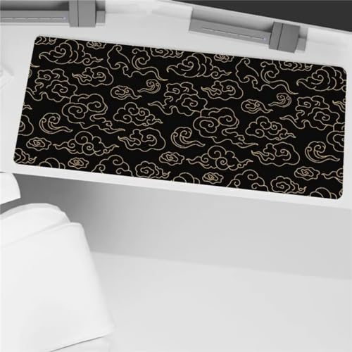 Gaming Mauspad XXL Gelbe Wolken Mousepad Groß 1200x600x2mm Verlängertes Großes Schreibtischauflage mit rutschfeste Basis und genähte Kante für PC, Laptop