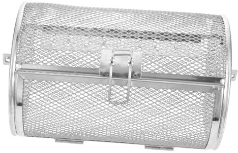 OFFSCH Stainless Steel Rolling Bbq Basket Rotating Grill Rack for Oven Rotisserie Oven Basket Lid