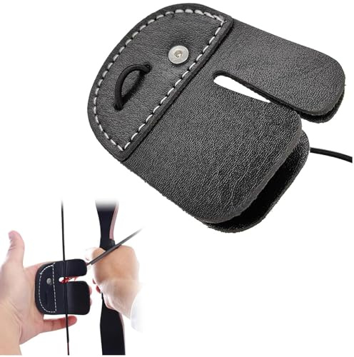 Aczyqws Bågskytte, fingerflik i läder, bågskytte, fingerskydd, bågskytte, fingerflik, dubbelskiktsskyddsdyna, bågskytte, flikar, för böjda bågar, svart