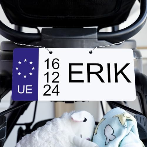 Wanapix | Matrículas Personalizadas con Nombre | 21x9,5cm | Placa Matricula Decorativa | Carrito Bebe/Scooter | UE