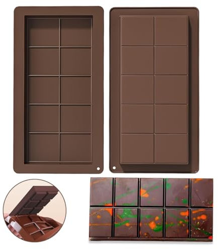 Lot De 2 Moule À Tablette De Chocolat Profond,Moule À Chocolat En Silicone, Moules À Barres De Chocolat De Dubaï,Moule à Chocolat Antiadhésif Pour Morceaux De Chocolat Protéiné Barre