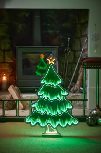 Smart Garden Christmas Infinity Mirror Effect 3D Christmas Tree LED Light – 40cm Green Festive Decoration – Illuminated 3D Effect Xmas Ornament for Home, Table or Windowsill