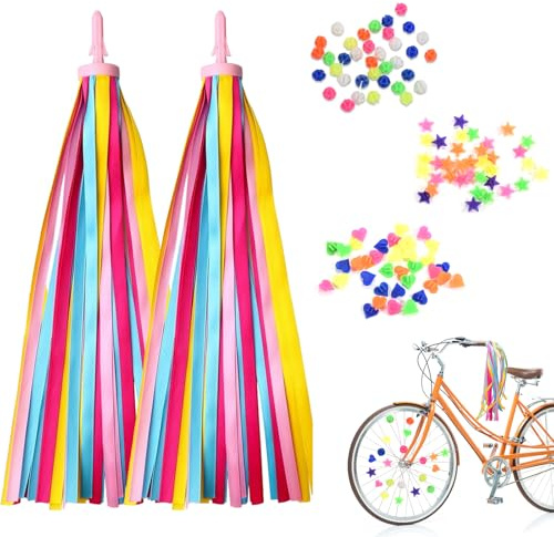 YALiya 110 Stück Kinder Fahrrad Luftschlangen - Fahrrad Speichen Clips | Lenker Bunte Bänder Streamer, Fahrradspeichen Deko, von Kinderfahrrädern, Scootern und Mehr