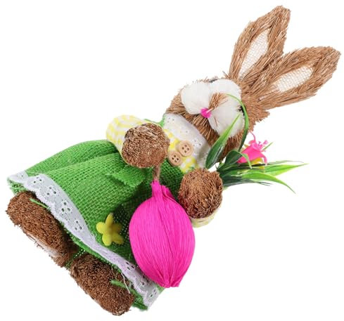 Holibanna Kreative Osterhasen Deko Handgefertigte Strohverzierung Witzige Frühling Deko Für Tisch Und Garten Großer Hase Aus Weide Niedlicher Osterhase Für Junge Mädchen Und Familie