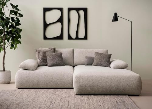 DOMO. collection Ecksofa Soto, Armlehnfunktion, Silber-grau | Longchair rechts klein mit Taschenfederkern, modernes Modulsofa in L-Form, 244 x 188 x 80 cm (BxTxH)