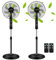 Aigostar Ventilatore a Piantana Potente Da 50W con Telecomando, 7 Pale Ventilatore Silenzioso, Diametro 43 cm, 3 Velocità, Oscillazione 80°, Altezza Regolabile Fino a 133 cm, Base Rotonda, Nero *2