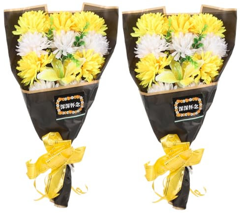 Holibanna 2pezzi Bouquet Commemorativo Fiori Artificiali Per Cimitero Decorazioni Eleganti e Fiori Sintetici Per Funerali e Stabile e Resistente Per Esterni