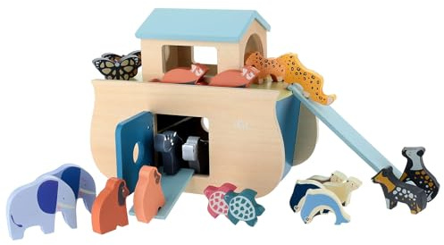 Holyart Imágenes de Madera Pintada: Arca de Animales de Noé 24 Piezas Play Set Sevi Madera Pintada