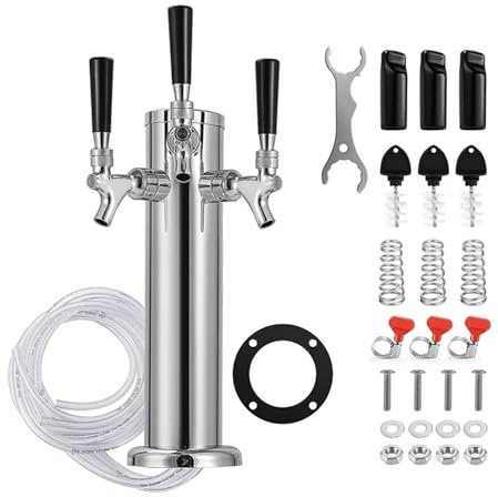 Spillatore Birra Da Casa Torre for birra alla spina con 3 rubinetti, torre Kegerator a tre rubinetti, dispenser for birra a colonna da 3 in acciaio inossidabile for bevande a base di birra fatte in c