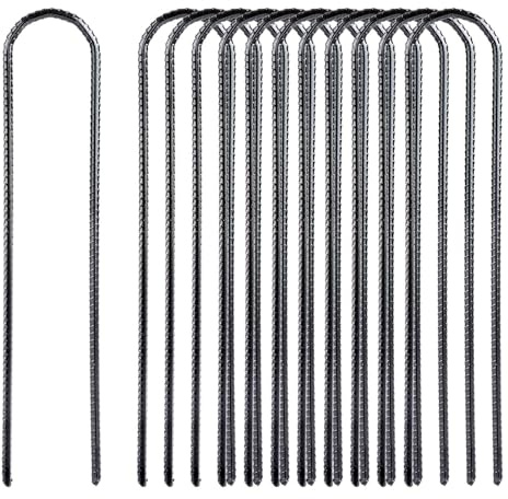 LOLYSIC 12 anclajes de suelo, trampolín de 30 cm, anclajes de tierra en forma de U, galvanizados, estacas para tienda de campaña, ganchos para trampolín, estacas para tienda de campaña, estacas para