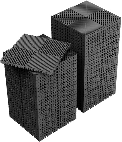 Jocoevol 60-Pcs Interlocking Tile, 12 x 12 Indoor/Outdoor Self-Drainage Interlocking Floor Tiles, Non-Slip Heavy-Duty Polypropylene Splicing Flooring Tile for Garage Patio Pool Bathroom, Black
