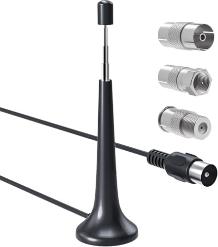 FM UKW Radio Antenne für stereoanlage DAB Teleskopantenne mit Magnetfuß und 300cm Verlängerungskabel für Heimstereoanlagen, AV Receiver und Audio Systeme, Verbesserte Klangqua, inklusive 3 Adapter