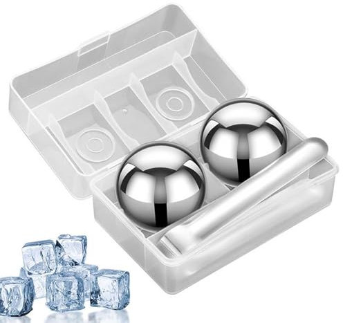 Glaçons en acier inoxydable | Pierres à whisky rondes réutilisables de 55 mm – Outils spécialisés Gadgets pour café, bière, vodka, cocktails, vin, boissons, fêtes, camping, nourriture, fruits