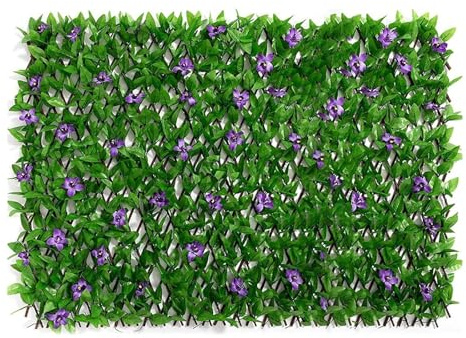 Enrejado de jardín con Hojas Artificiales, Muro de seto de 40 x 200 cm, Valla de privacidad Extensible, seto de follaje Artificial con Flores, Paneles de Enrejado de jardín con Hojas
