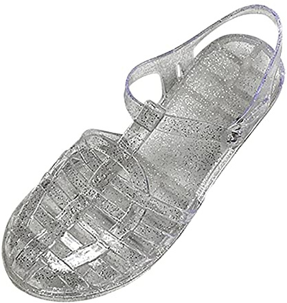 Générique Sandales en Caoutchouc pour Femme, Unisexes, en Plastique, Chaussures Classiques à Boucle Transparente, Sandales en Caoutchouc, Chaussures de Plage en Cristal Geschenke (001 Blanc, 37)