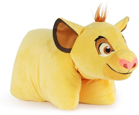 Disney Coussin Peluche 2 en 1 pour Enfant Simba du Roi Lion - Coussin Peluche Ultra-Doux à câliner pour Enfant, avec Fermeture Velcro, Multi-usages