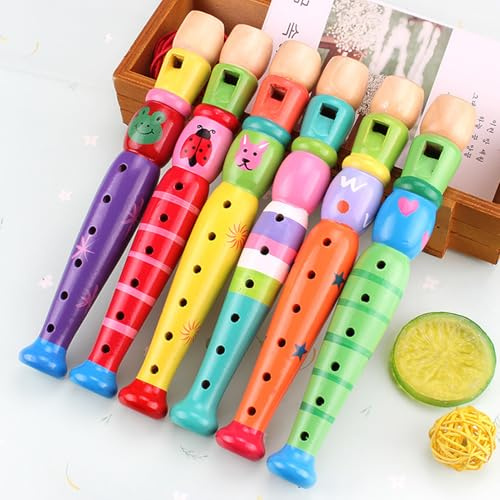 Wooden Flute - Flauto di legno per bambini | Flûte en Bois Enfant | Flauto di Legno | Flauta de Madera | Houten Fluit | 6 Hole Instrument | Cartoon Toy | Éducation Musicale | 20 cm | Sensory