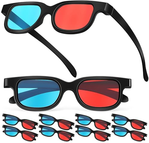 SWOOMEY Occhiali 3d Rosso e Blu 10 Pezzi in Abs+pe, Leggeri e Resistenti, Adatti per Cinema e Giochi a Casa, Non Facili da Cadere