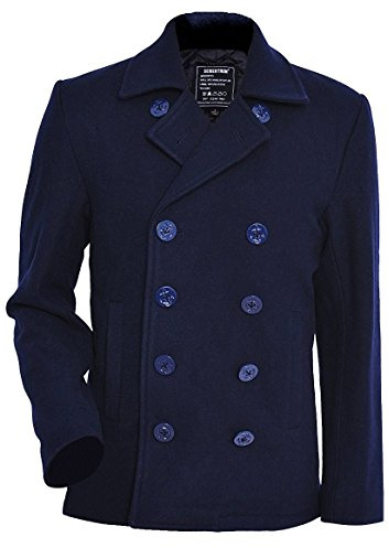 Seibertron Herren Wollmantel PEA Coat USN Marine Jacke Herren Navy Peacoat Mantel Winterjacke Übergangsjacke (blau, M)