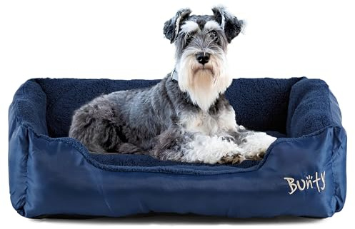 Bunty Deluxe Dog Bed - Small, Medium to XXL Calming Washable Dog Bed - Non-Slip Base, Raised Walls, Fleece Lined Interior, Plush Cushioning, Insulates & Retains Heat - Large, Blue
