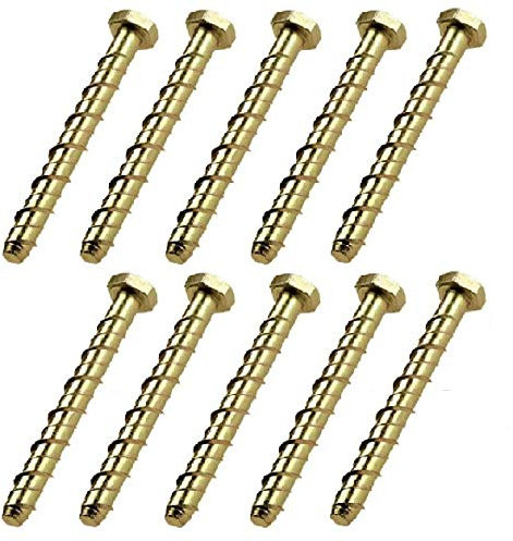 Merriway BH03042 Concrete/Masonry Screw Anchor Hex Head Bolt, M6 x 50mm (1/4 inch x 2 inch) - Pack of 10