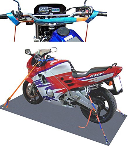 SHZ Spanngurte Motorrad Transport Motorradsicherung komplett (vorn+hinten)/ Motorrad Zurrsystem Motorradspanngurt Motorradtransport Transportsicherung (2)