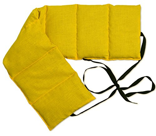 Coussin aux pépins de raisins à 7 compartiments avec sangles - 65x15 cm - Mangue - Bouillotte sèche - utilisable à chaud au four et micro-ondes