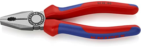 Knipex Combination Pliers black atramentized, with multi-component grips 180 mm (self-service card/blister) 03 02 180 SB
