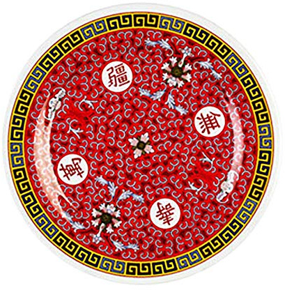 Thunder Group Peacock Collection 12-Pack Plate, 10-3/8-Inch, Melamine, Red