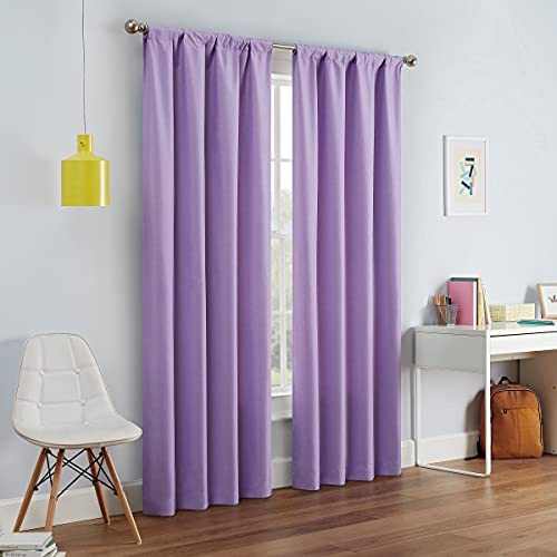 Eclipse Modern mörkläggning termisk stång ficka fönstergardin för sovrum eller vardagsrum (1 panel), polyester mikrofibertyg, ljuslila, 241 cm x 107 cm