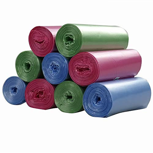 Ordate 10 L Plastik abfallsack Müllbeutel mülltüte, Blaues Rosa Grün, 180 Stück