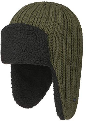Lipodo Fliegermütze Gefütterte Lapplandmütze Strickmütze mit Wolle Ohrenklappen Damen Herren Herbst Winter Oliv One Size