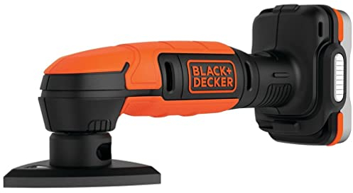 BLACK+DECKER Ponceuse de Détail sans Fil - Plateau Triangulaire 89 mm - 1 Batterie - 40 min avec une Seule Batterie - 1 Abrasif Maille - Livrée avec un Sac de Rangement, 12 V - BDCDS12S1-QW