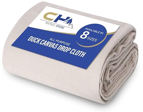 Canvas Drop Cloth for Painting (Size 4 x 15 Feet, Pack of 1) - Pure Cotton Painters Drop Cloth for Painting, Furniture & Floor Protection - All Purpose Thick Canvas tarp with Double Stitched Edges