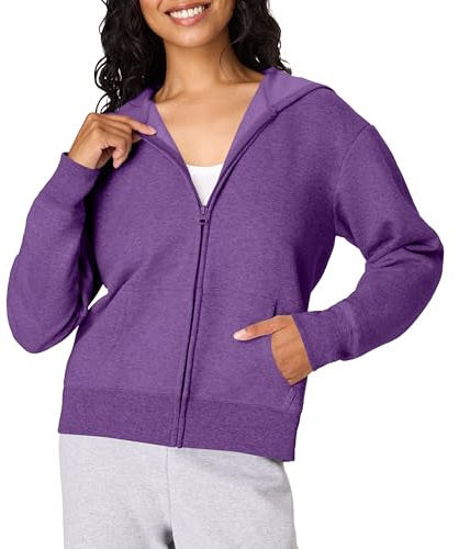 Hanes Damen Hoodie, EcoSmart Fleece Full-Zip Hoodie, Zip-up Hooded Sweatshirt for Women Jacke zum Aufwärmen oder Laufen (1er Pack)