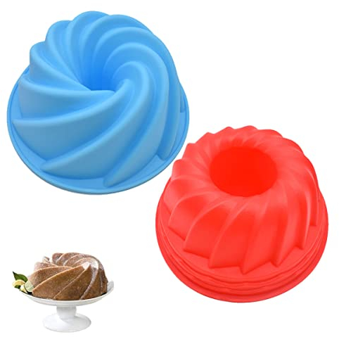 Zliger 2 Pezzi Stampo Torte Silicone Spirale,Stampo Da Forno Antiaderente Teglie&Termoresistente Fino A 240°Per Cubetti Di Ghiaccio Biscotti Tortini Cioccolato Dolci