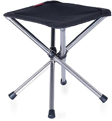 TRIWONDER Siège de Camping Portable Tabouret Pliable Télescopique Mini Chaise Trépied Pliante pour Voyage Pêche Randonnée BBQ Plage (Noir - L)