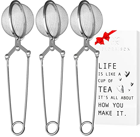 Snap Ball Tea Strainer 3 Pack Tea Infuser with Handle Tea Mesh Infuser Snap Ball Strainer Steep Loose Leaf Tea Infuser Fine Mesh Ball Tea Filter Strainer for Spices and Seasonings