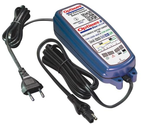 OptiMate 2 DUO 12V / 12,8V Batterieladegerät & Wartungsgerät – Automatisches 5-Stufen-Smart-Ladegerät (2A) – Für Blei-Säure- und Lithium-LiFePO4-Batterien – Sichere 24/7-Wartung, wetterfest